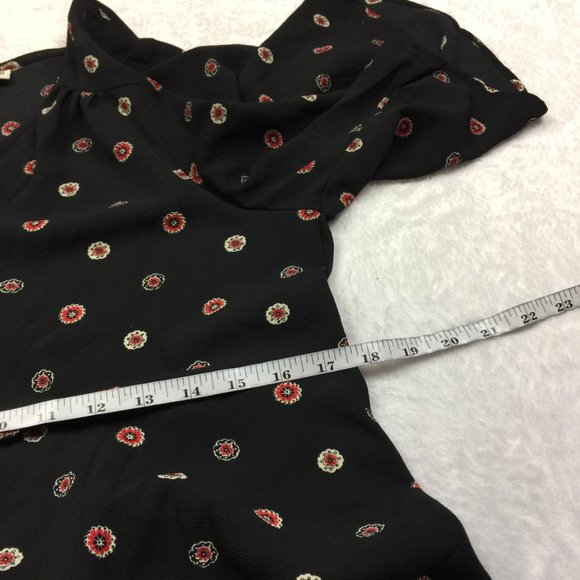 Studio B by Bobeau Hi-Low Maxi Wrap Dress Sz L Womans Black Floral Short Sleeve - Picture 7 of 16